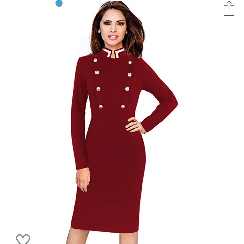 Elegant Vintage Buttons Body con Sheath Dress